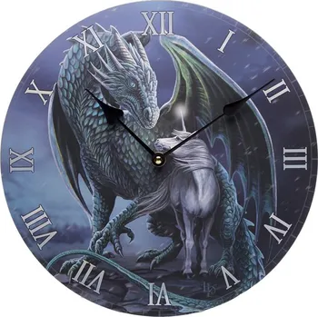 Hodiny Lisa Parker Nástěnné fantasy hodiny Lisa Parker - Dračí ochránce, magický jednorožec průměr 30 cm
