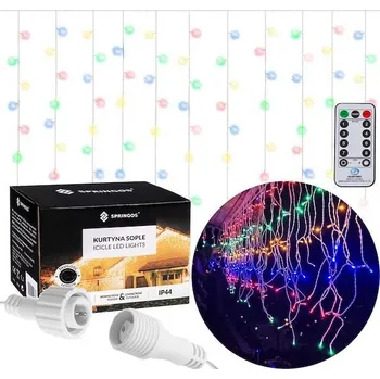 Vánoční dekorace Springos vánoční světýlka závěs 500LED 20m barevné + dálkové ovládání