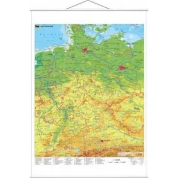 Stiefel Wandkarte Großformat Deutschland physisch laminiert mit Metallleisten – Heinrich Stiefel (DE)