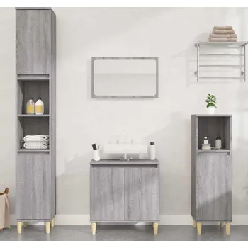 Koupelnový nábytek vidaXL 3dílný set koupelnového nábytku kompozitní dřevo [3185586] Barva: šedá sonoma