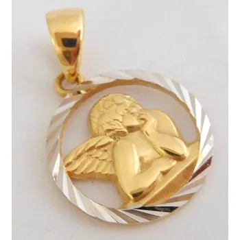 Přívěsek Klenoty Budín Zlatý gravírovaný andělíček z bílého a žlutého zlata 585/0,86gr HK3137 (Klenoty Budín Zlatý gravírovaný andělíček z bílého a žlutého zlata 585/0,86gr HK3137)