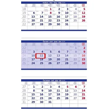 Kalendář Helma 365 Nástěnný kalendář tříměsíční skládaný modrý