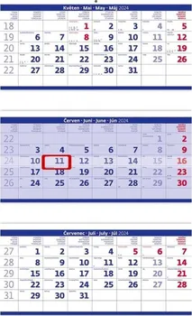 Kalendář Helma 365 Nástěnný kalendář tříměsíční skládaný modrý