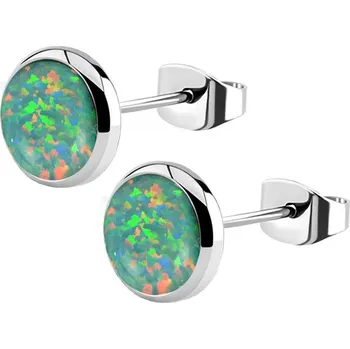 Náušnice Šperky4U Ocelové náušnice s opálem 8 mm - NB2-OP03