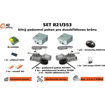 Pohon brány SET R21/353 - silný podzemní pohon Roger pro dvoukřídlou bránu