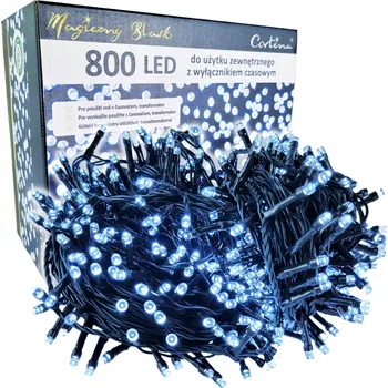 Vánoční dekorace Cortina Vánoční osvětlení řetěz světýlka 800LED venkovní studená bílá + časovač