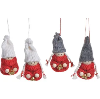 DEKORACE - Vánoční dekorace pletená figurka panenka 8cm - 4ks