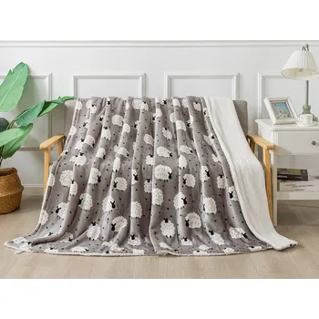 deka XPOSE® Mikroplyšová deka OVEČKA s beránkem 200x220 cm Šedá