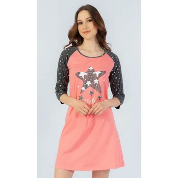 Dámské noční prádlo dámská noční košile Vienetta Secret Hvězda Barva: lososová, Velikost: M
