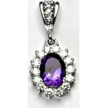 Stříbrný přívěsek Kate přírodní ametyst tmavý - P1507 (Stříbrný přívěsek s ametystem 8 x 6 mm)