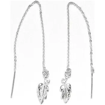 Náušnice Srříbrné řetízkové protahovací náušnice lístek - NŘ214 (Náušnice s lístky)