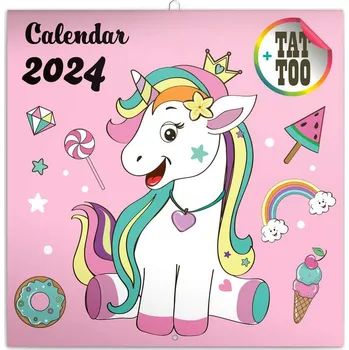 Kalendář Poznámkový kalendář Šťastní jednorožci 2024, 30 x 30 cm