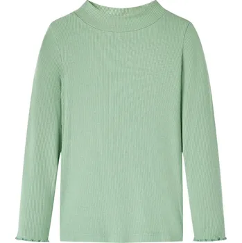 Chlapecké tričko vidaXL Dětské tričko s dlouhým rukávem a zvýšeným límcem tmavě mátové 140