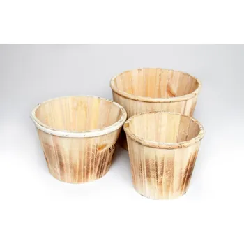 Obal na květináč Dřevěný obal, set 3 ks, 21, 19, 15 cm