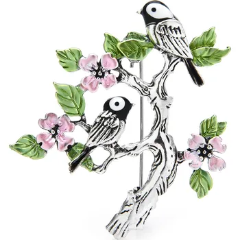 Brož B-TOP Módní brož Ptáčci na větvi