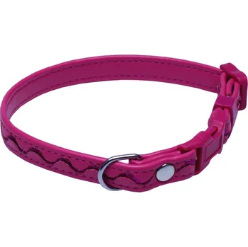 BAFPET Obojek koženka stříbrné vlnky růžový , 20-35 cm/10 mm