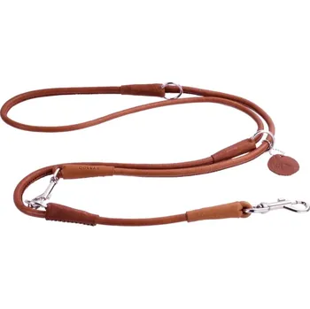 Vodítko pro psa WAU DOG Přepínací kulaté kožené vodítko Soft hnědé 122, 145, 183cm. Šířka:: 6 mm