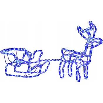 Vánoční dekorace Svítící LED sob se sáněmi 120cm modrý