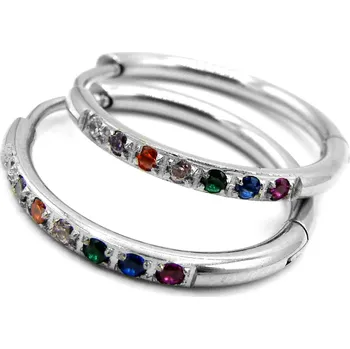 Náušnice Steel Jewelry Náušnice barevné kroužky z chirurgické oceli NS220237 dárkové balení zdarma