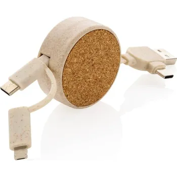 Audio kabel Svinovací kabel 6 v 1 z korku a pšenice