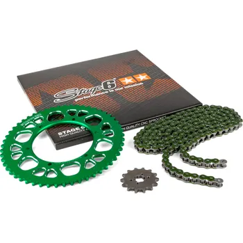 Řetězová sada 13x53 - 420 Stage6 alu CNC zelená Aprilia SX 50