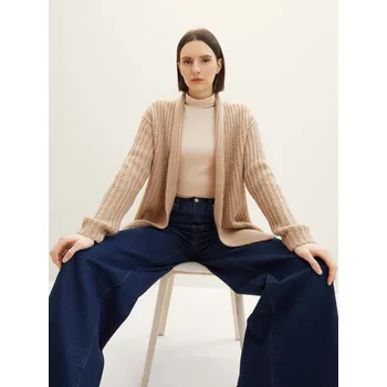 Dámský svetr TOM TAILOR® DÁMSKÝ CARDIGAN S LUREXEM - BÉŽOVÝ XL