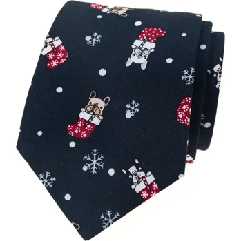 Kravata Vánoční kravata Avantgard - modrá / buldoček