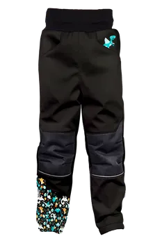 Chlapecké kalhoty WAMU Softshellové kalhoty zateplené Dinosauři černé/hnědé