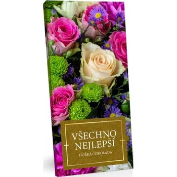 Čokoláda Všechno nejlepší (barevné květy) - Hořká čokoláda 60% 100g