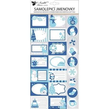 Obálka Samolepicí jmenovky na dárky s modrými glitry 23 ks, 18,5 x 40 cm