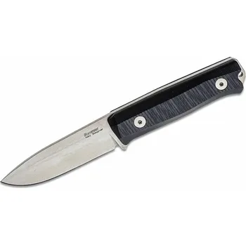 kapesní nůž Lionsteel pevný nůž Sleipner ocel stone washed, černá G10 rukojeť, kožené pouzdro B40 GBK
