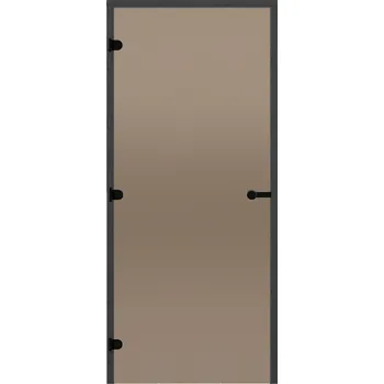 Dveře do sauny HARVIA 8x21, bronzové 790x2090 mm, borovice, černý rám