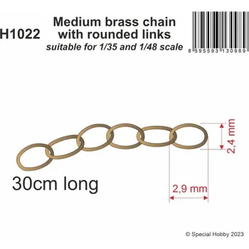 Plastikový model Medium brass chain w/ rounded links - 1/35 & 1/48
