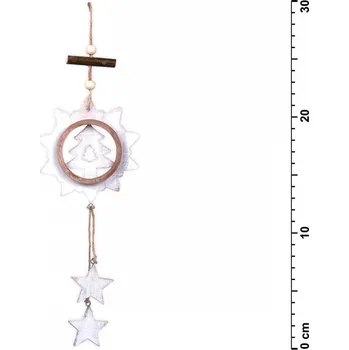 Vánoční dekorace Vločka 8885505 dřevěná 30cm závěs