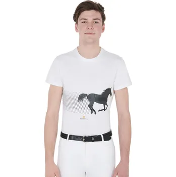 Pánské tričko EQUESTRO Triko bavlněné Race Horse Equestro, pánské, bílé XXL