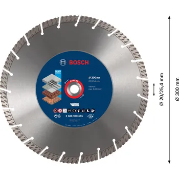 Řezný kotouč Diamantový řezný kotouč Bosch EXPERT MultiMaterial Dostupné varianty: Diamantový řezný kotouč Bosch EXPERT MultiMaterial 300x25,4 mm