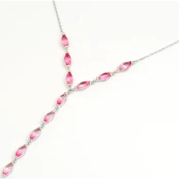 Náhrdelník Dámský stříbrný náhrdelník s růžovými zirkony 42-45 cm STNAH200F + dárek zdarma