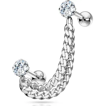 Piercing Šperky4U Cartilage piercing do ucha s řetízkem - CP1064-C