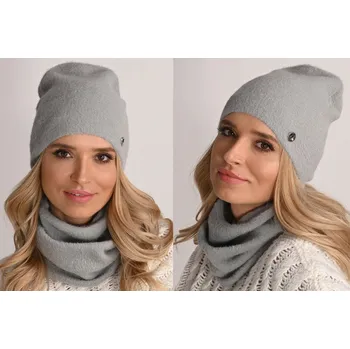 Čepice Fashionweek Dámská souprava čepice a šály Exkluzivní alpakový zimní set čepice a šála pletený tunel ZIZI-AL1 Barva: šedý, Velikost: Universal