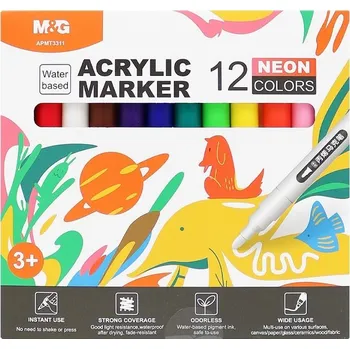 M&G Akrylové fixy M&G, 12ks neonové