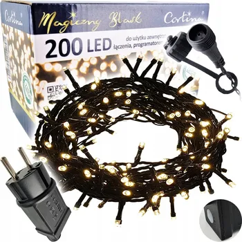 Vánoční dekorace Cortina Vánoční osvětlení řetěz světýlka 200LED venkovní teplá bílá + časovač