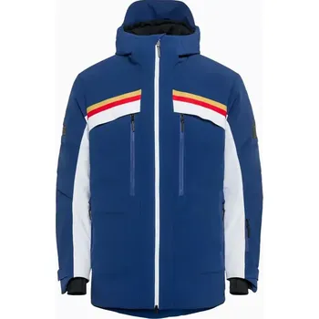 Pánská softshellová bunda PORSCHE HEAD Dakar Ski Jacket Bunda lyžařská modrobílá Porsche 953 (Pánská lyžařská bunda s vnitřním pasem proti sněhu a odepínací kapucí v designu Dakar. Teple podšitá, větru a vodě odolná)