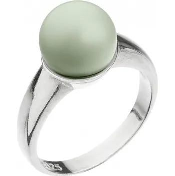 Prsten Stříbrný prsten se Swarovski perlou pastelově zelený 35022.3 pastel green velikost 54