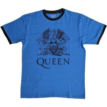 Zahraniční hudba Merch Queen: Queen Unisex Ringer T-shirt: Crest Logo (large) L