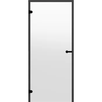 Dveře do sauny HARVIA 7x19, čiré 690x1890 mm, borovice, černý rám