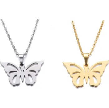 Náhrdelník Náhrdelník z nerezové oceli motýl, Varianta Stříbrná