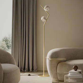 Stojací lampa Il Fanale Stone, stojací lampa sklo/mosaz 2xE14 max 10W, výška 170cm