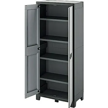 Dílenský regál Regalux Space Line Dílenská skříň, 182 × 80 × 44 cm, plast, šedá 9790000027002