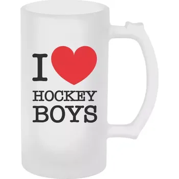 Sklenice Půllitr skleněný matný I love hockey boys