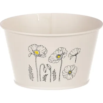 Stojan na květiny Autronic Obal kovový, krémová barva s máky KK112 CRM